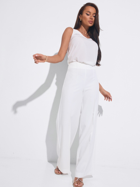 Брюки-палаццо женские со стрелками, белые