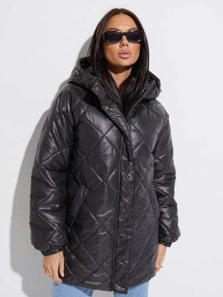 Женское полупальто демисезонное стеганое, графит