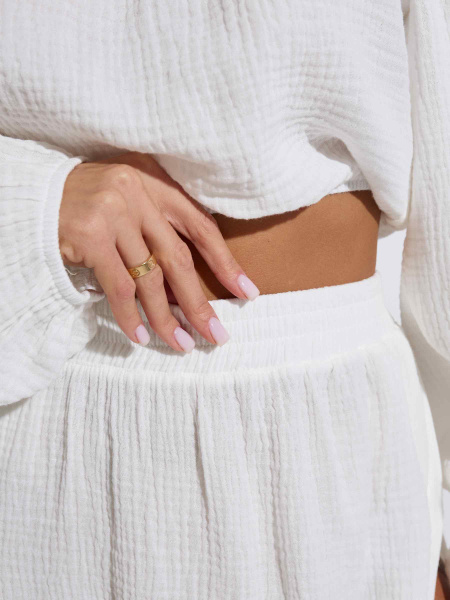 Юбка-макси с разрезами из муслина, белая