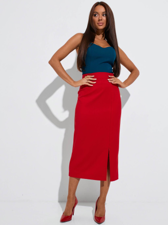 Юбка-миди классическая с разрезом на молнии