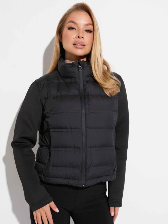 Женский демисезонный пуховик с рукавами из неопрена