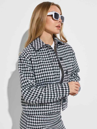 Куртка-рубашка женская из твида, черно-белая