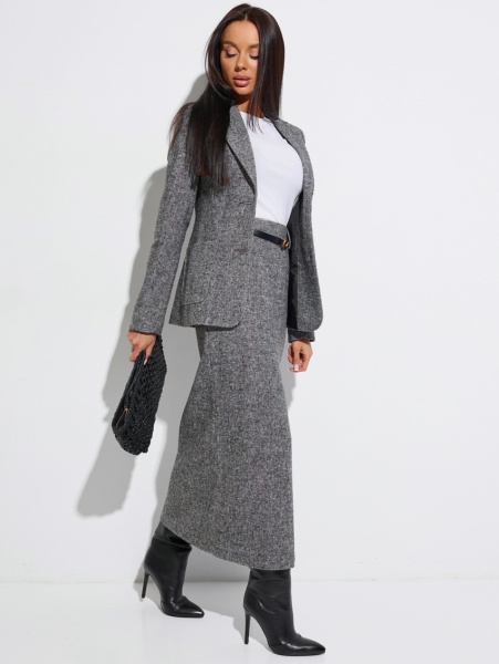 Юбка миди из твида с разрезом