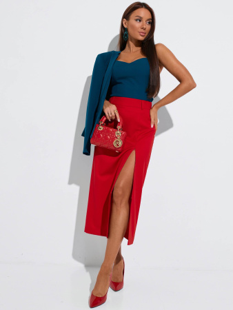 Юбка-миди классическая с разрезом на молнии