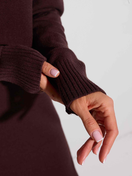 Платье трикотажное оверсайз, темный шоколад 