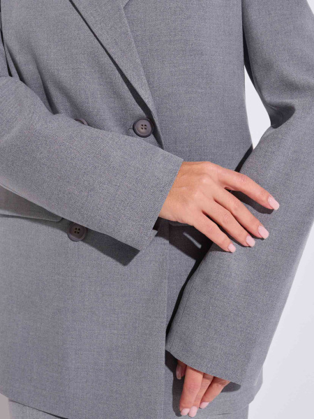 Женский жакет двубортный из вискозы, теплый серый