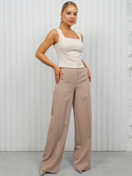 Брюки-палаццо женские из вискозы, темно-бежевые