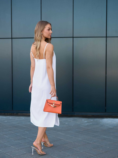 Платье женское комбинация, белое