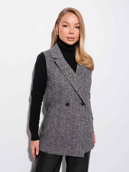 Жилет женский удлиненный двубортный из твида