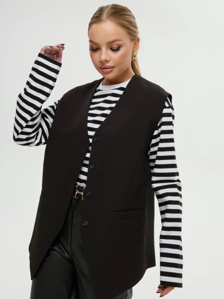 Жилет женский костюмный свободного кроя, черный