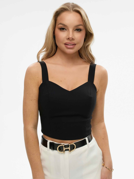 Топ женский классический укороченный из хлопка, черный Топ женский классический укороченный из хлопка, черный