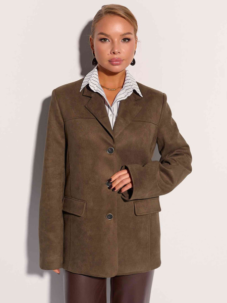 Жакет оверсайз из экозамши, оливковый 