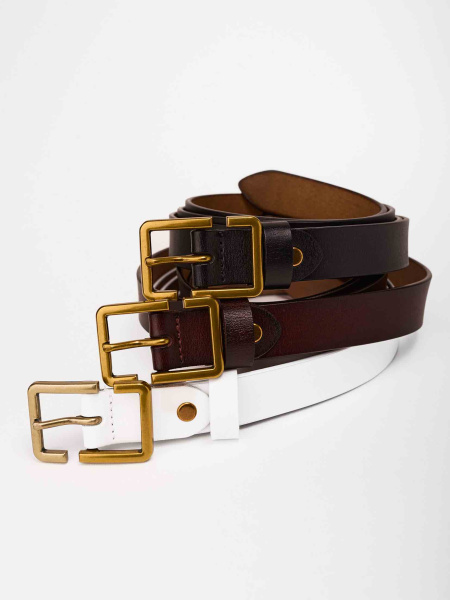 Ремень из натуральной кожи классический, коричневый