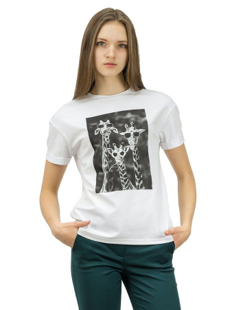 Футболка женская базовая с рисунком, белая