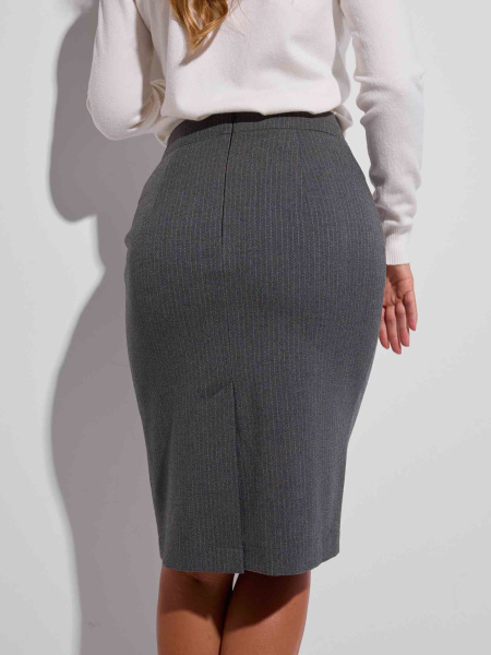 Юбка-карандаш из вискозы в полоску, серая