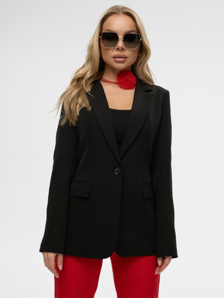 Женский классический приталенный жакет, черный