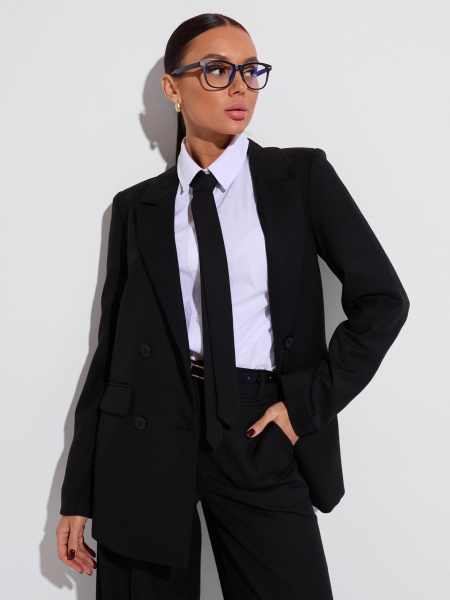 Женский жакет двубортный из вискозы, черный 