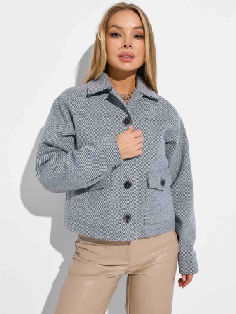 Куртка-рубашка из пальтовой ткани, серая