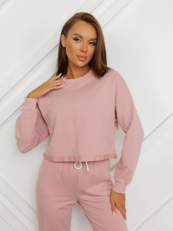 Свитшот женский со спущенной проймой рукава, темно-розовый