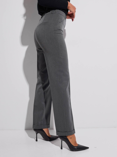 Брюки женские классические с резинкой в поясе из вискозы, темно-серые