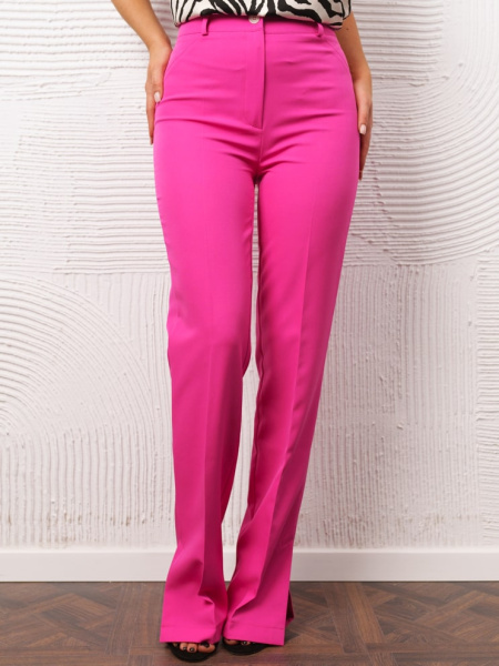 Брюки женские классические с разрезами сбоку, фуксия