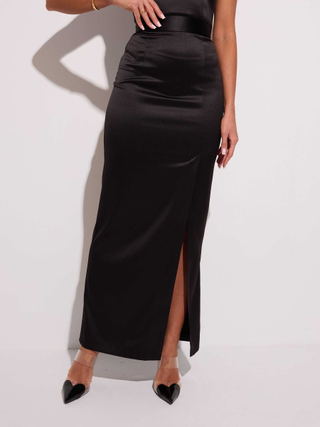 Юбка-макси атласная с разрезом