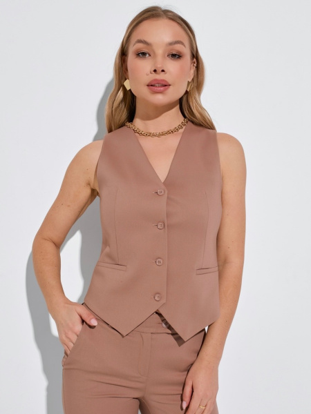 Жилет женский классический из хлопка, кофейный