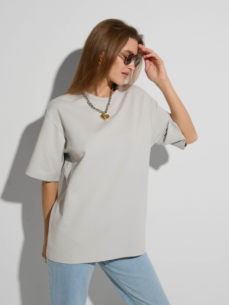 Футболка женская оверсайз, светло-серая