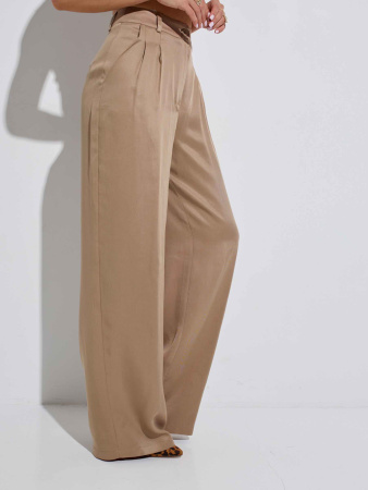Брюки-палаццо женские из вискозы костюмные, кофейные