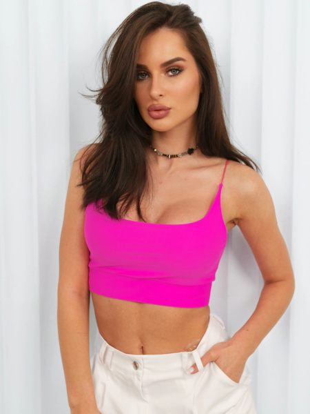 Топ женский на тонких бретельках, фуксия