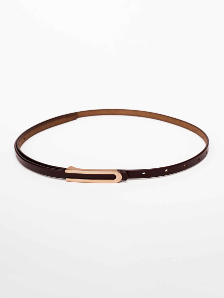 Ремень кожаный тонкий, коричневый 