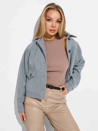 Куртка-рубашка из пальтовой ткани, серая