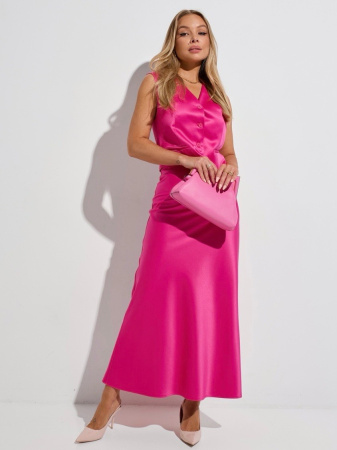 Атласный костюм с юбкой-макси