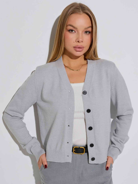 Кардиган с V-образной горловиной, серый