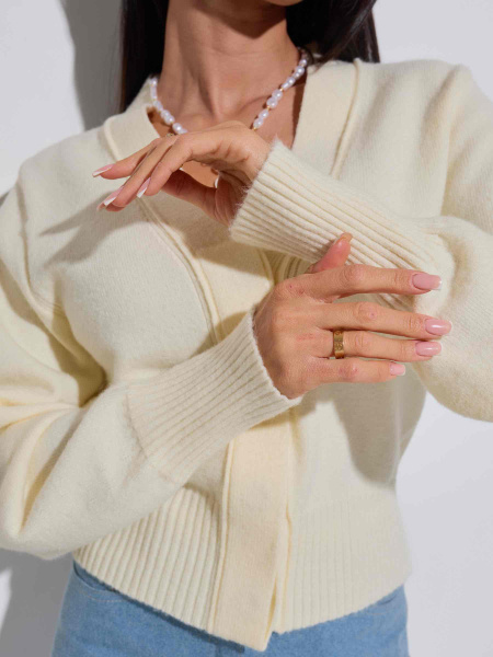 Кардиган с объемными рукавами, белый