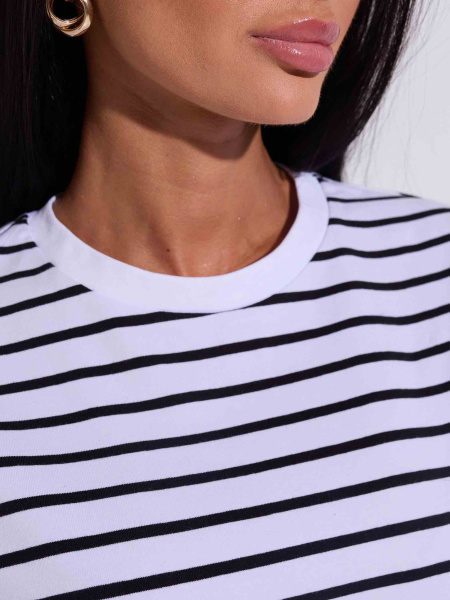 Футболка оверсайз в полоску, бело-черная