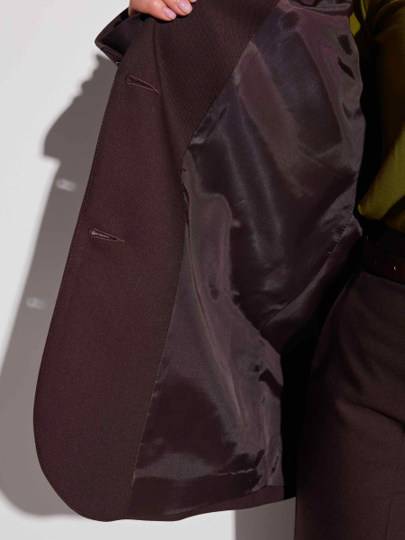 Жакет оверсайз с акцентными плечами, горький шоколад