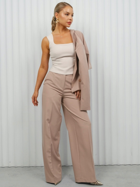 Брюки-палаццо женские из вискозы, темно-бежевые