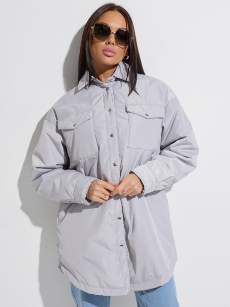 Куртка-рубашка женская, светло-серая