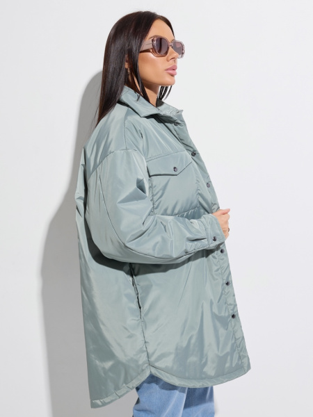 Куртка-рубашка женская, серо-зеленая