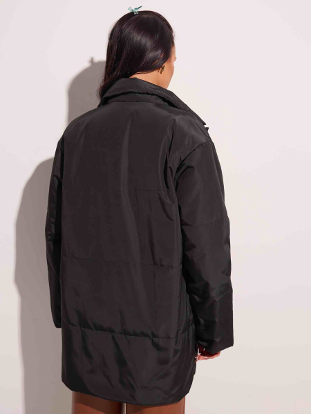 Куртка демисезонная с поясом, черная