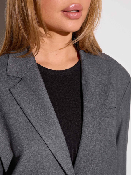 Жакет оверсайз с акцентными плечами, графит 
