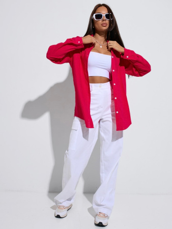 Рубашка женская льняная, фуксия