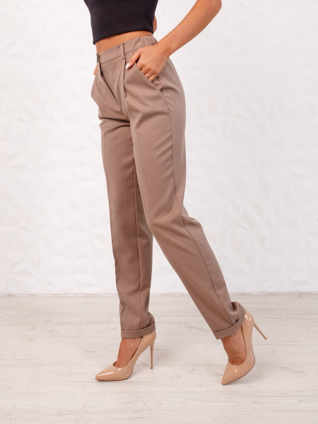 Брюки женские офисные из вискозы, кофейные
