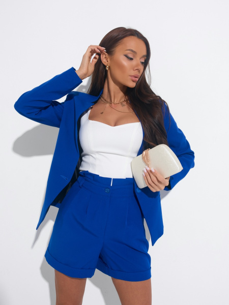 Шорты женские со сборкой на талии, васильковые