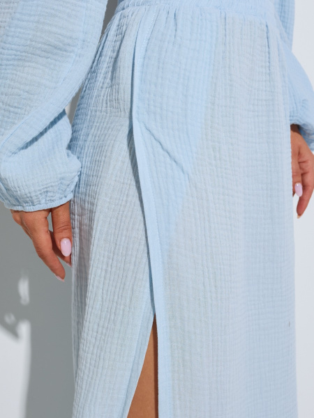Юбка-макси с разрезами из муслина, светло-голубая