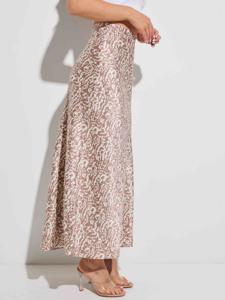 Юбка-макси атласная классическая, бежево-коричневая