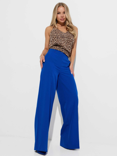 Брюки-палаццо женские из вискозы, васильковые