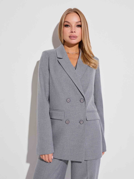 Женский жакет двубортный из вискозы, теплый серый