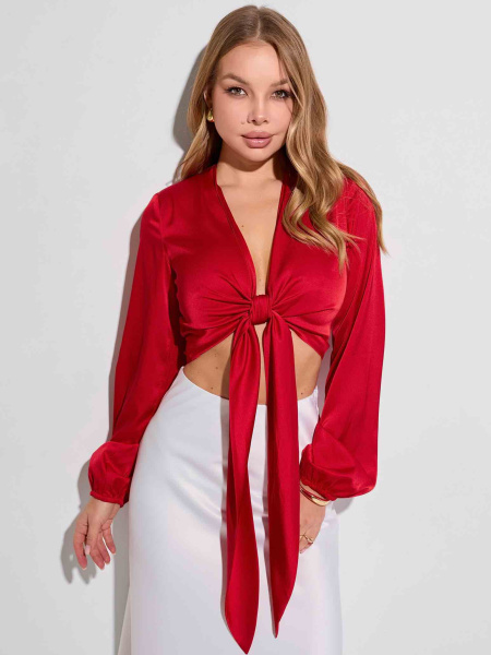 Блузка атласная на запах